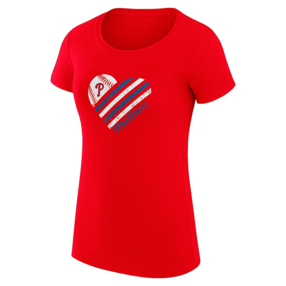 Philadelphia Phillies G-III 4Her by Carl Banks Women's Super-Slim Fit Lightweight Heart Graphic T-Shirt - Red - MLB on Sale