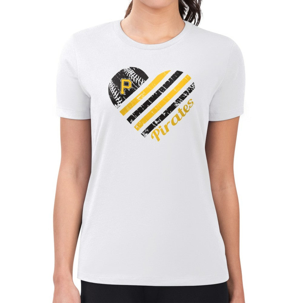Pittsburgh Pirates G-III 4Her by Carl Banks Women's Super-Slim Fit Lightweight Heart Graphic T-Shirt - White - MLB Online