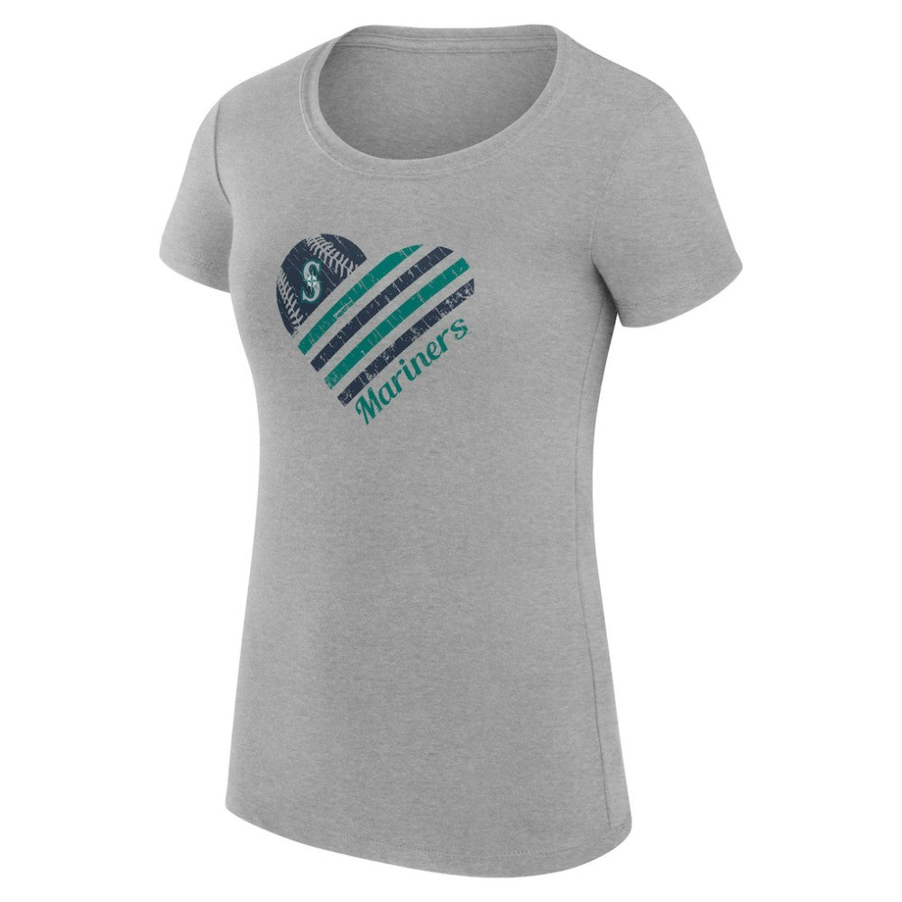 Seattle Mariners G-III 4Her by Carl Banks Women's Super-Slim Fit Lightweight Heart Graphic T-Shirt - Heather Gray - MLB Online