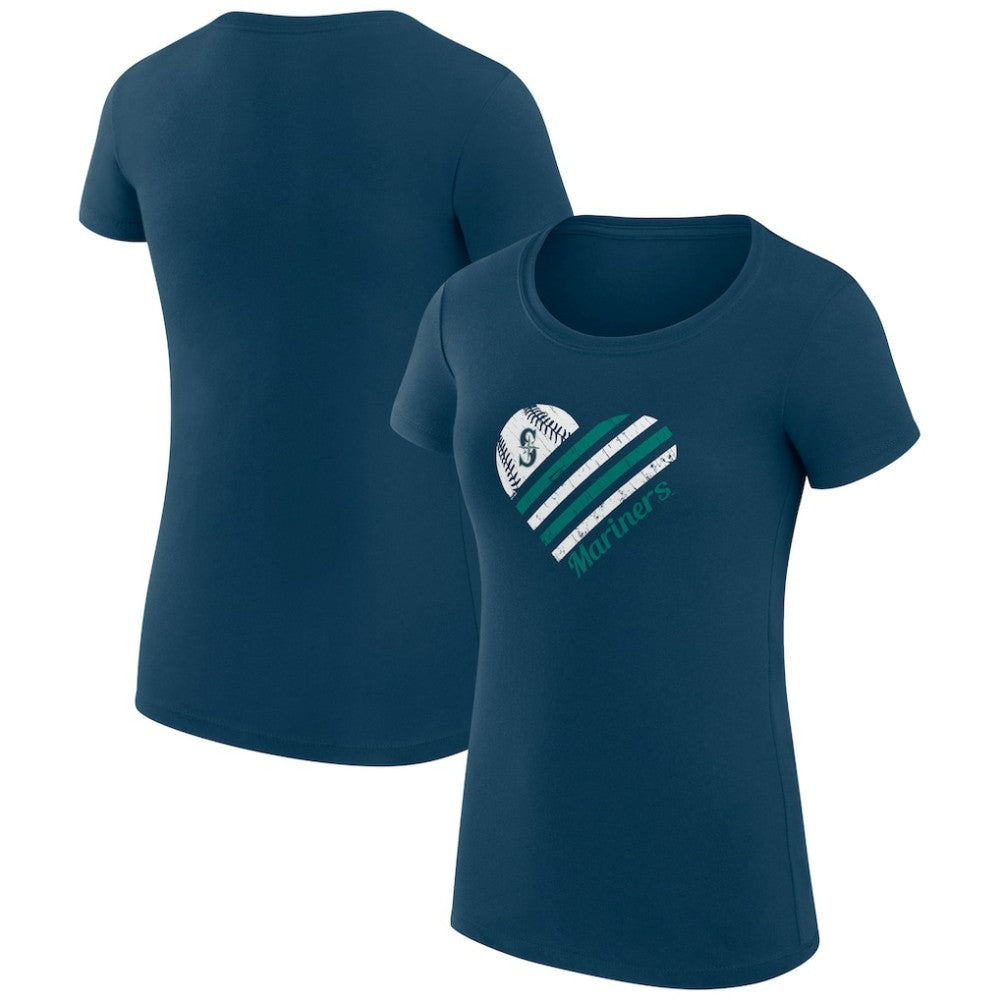 Seattle Mariners G-III 4Her by Carl Banks Women's Super-Slim Fit Lightweight Heart Graphic T-Shirt - Navy - MLB Discount