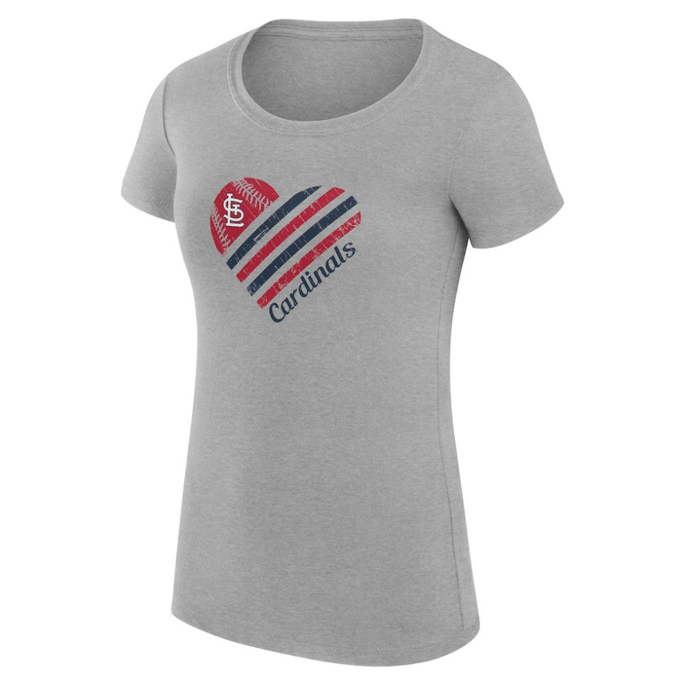 St. Louis Cardinals G-III 4Her by Carl Banks Women's Super-Slim Fit Lightweight Heart Graphic T-Shirt - Heather Gray - MLB Sale