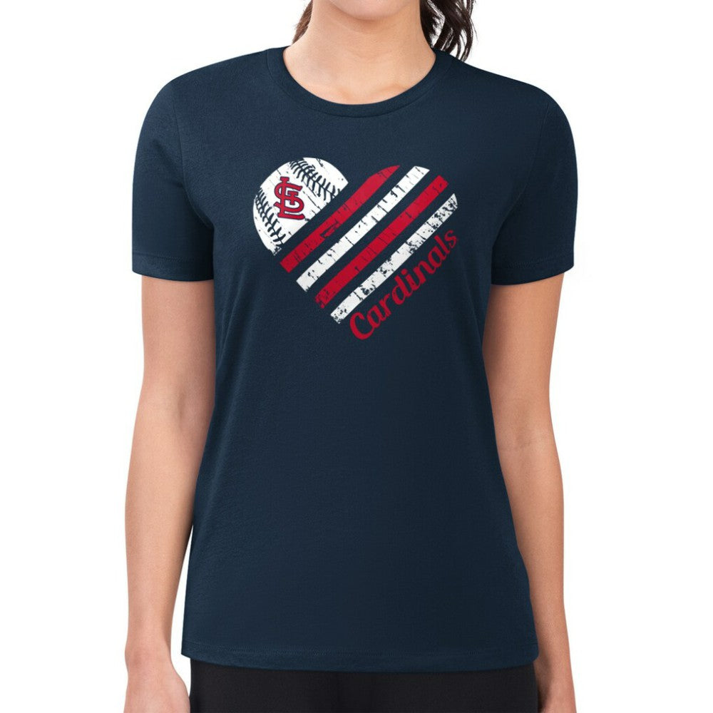 St. Louis Cardinals G-III 4Her by Carl Banks Women's Super-Slim Fit Lightweight Heart Graphic T-Shirt - Navy - MLB Online