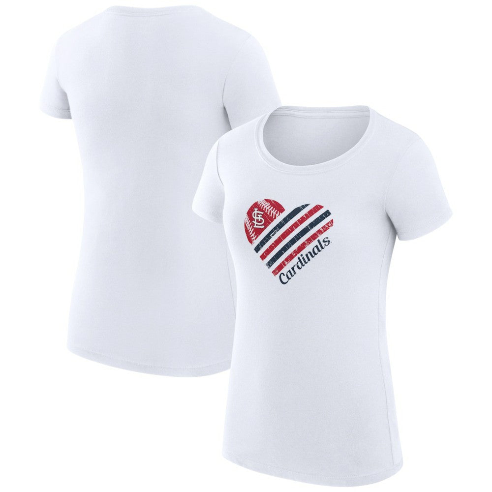St. Louis Cardinals G-III 4Her by Carl Banks Women's Super-Slim Fit Lightweight Heart Graphic T-Shirt - White - MLB on Sale