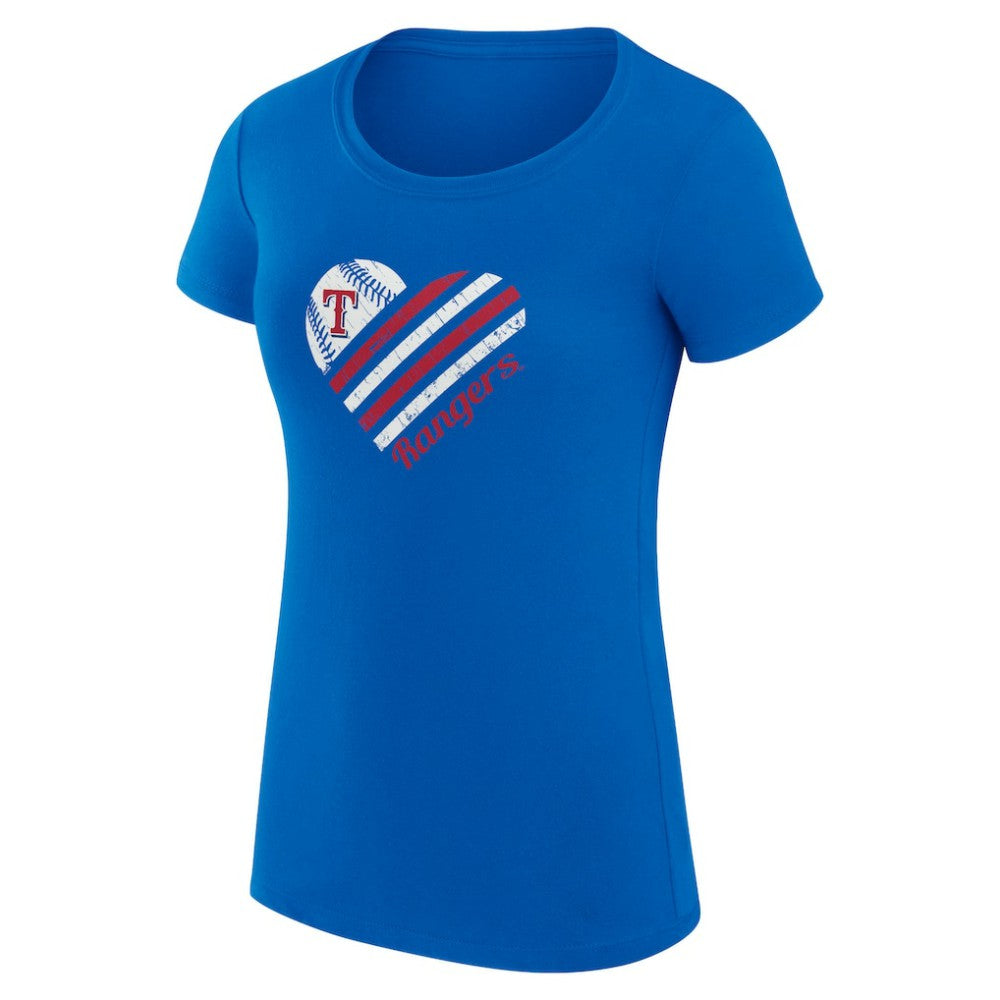 Texas Rangers G-III 4Her by Carl Banks Women's Super-Slim Fit Lightweight Heart Graphic T-Shirt - Royal - MLB Lifestyle