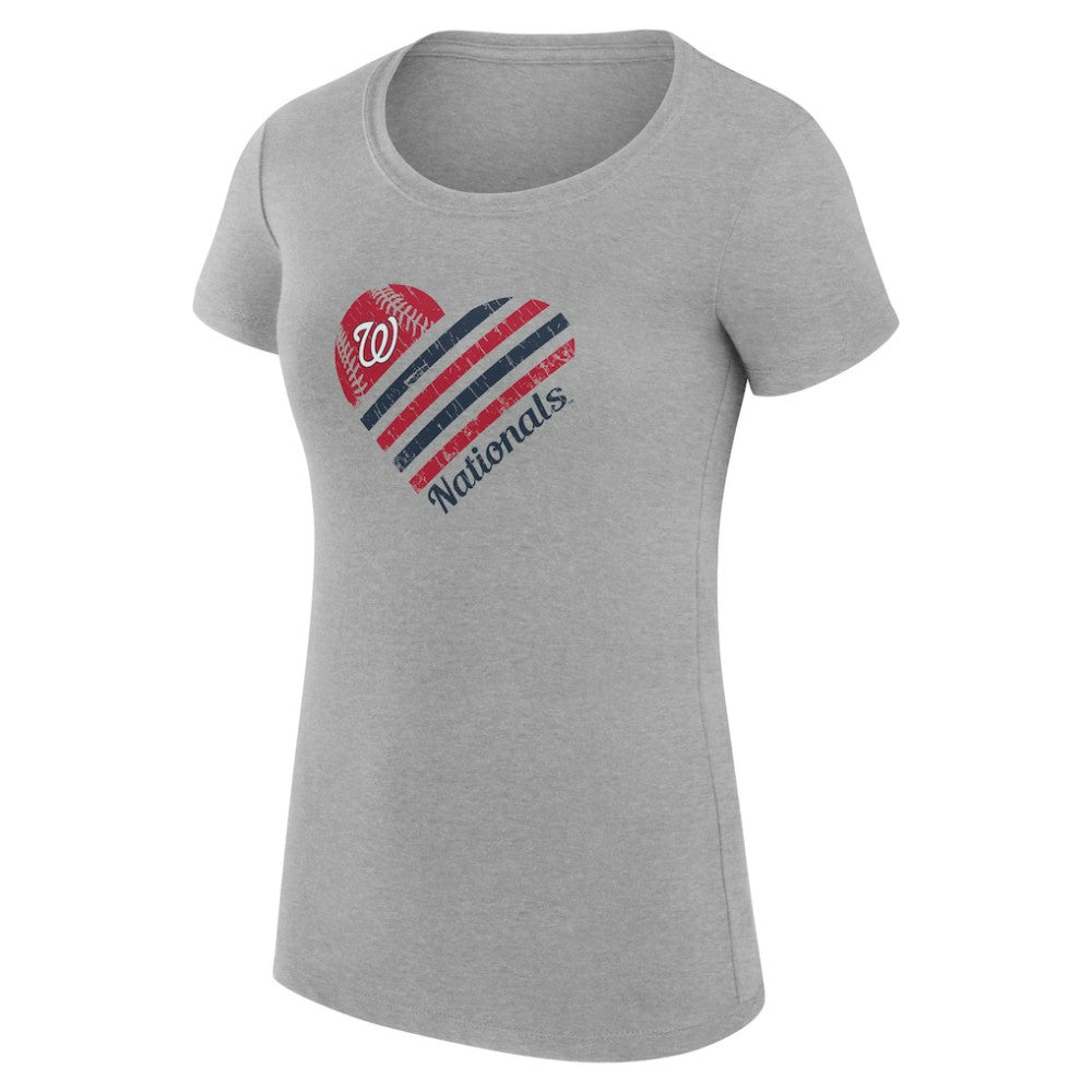 Washington Nationals G-III 4Her by Carl Banks Women's Super-Slim Fit Lightweight Heart Graphic T-Shirt - Heather Gray - MLB Discount