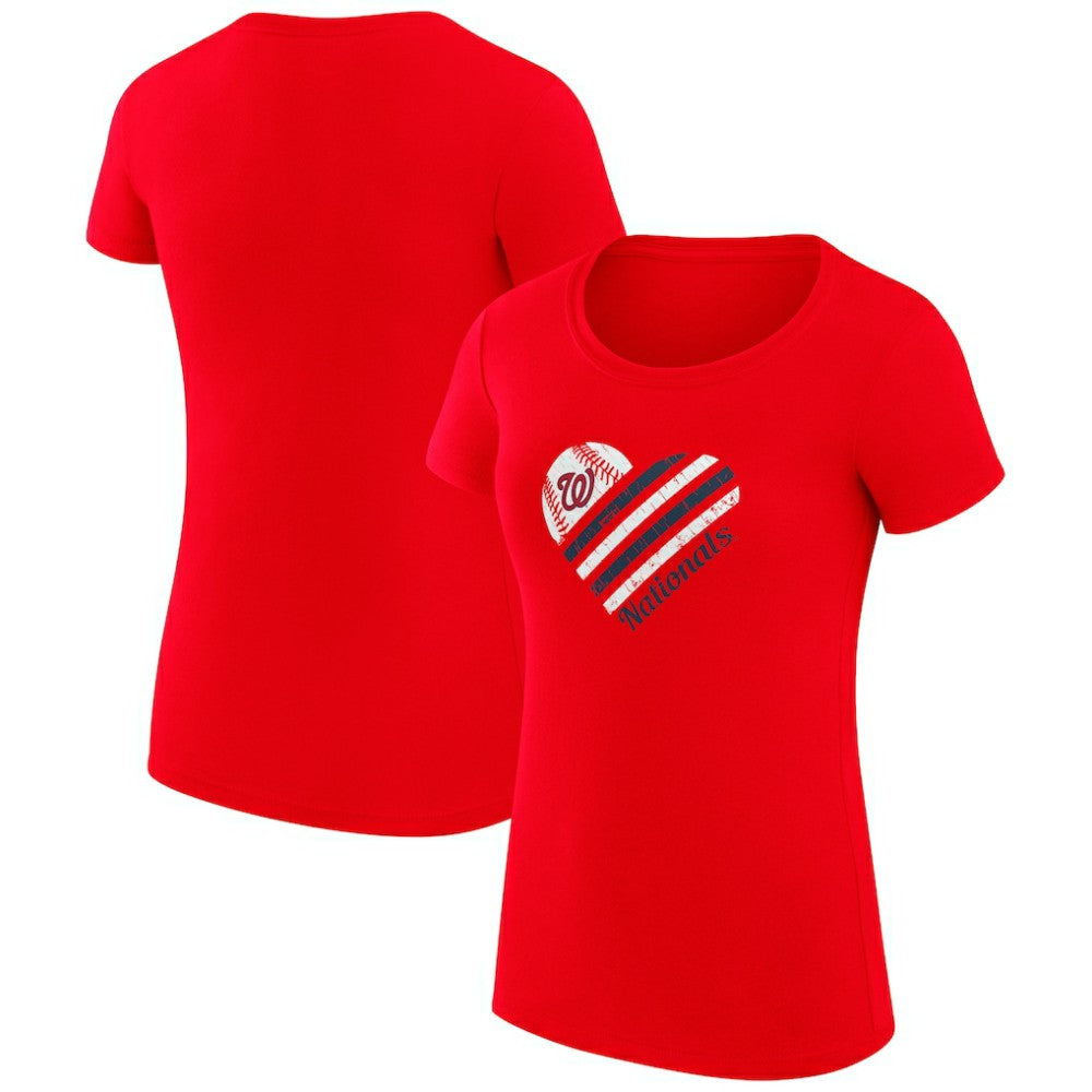 Washington Nationals G-III 4Her by Carl Banks Women's Super-Slim Fit Lightweight Heart Graphic T-Shirt - Red - MLB Online