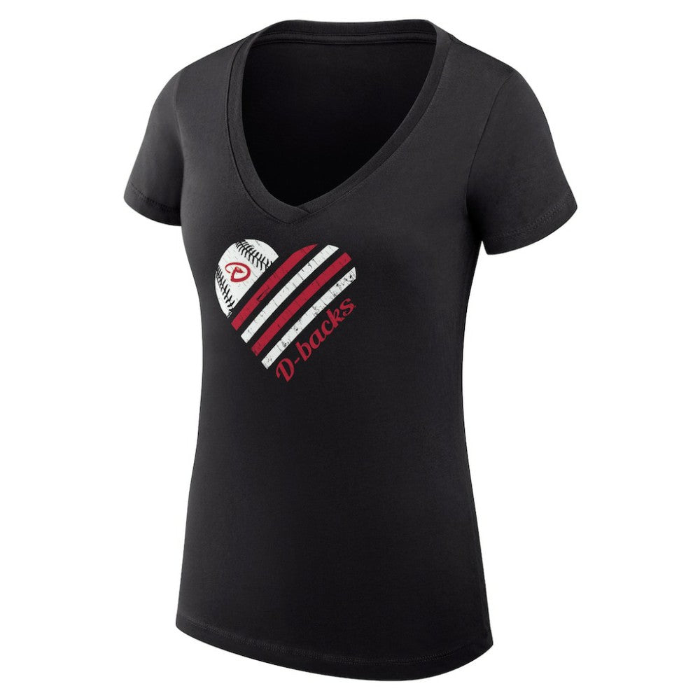Arizona Diamondbacks G-III 4Her by Carl Banks Women's Super-Slim Fit Lightweight Heart V-Neck T-Shirt - Black - MLB Discount