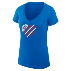 Chicago Cubs G-III 4Her by Carl Banks Women's Super-Slim Fit Lightweight Heart V-Neck T-Shirt - Royal - MLB Sale