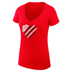 Cincinnati Reds G-III 4Her by Carl Banks Women's Super-Slim Fit Lightweight Heart V-Neck T-Shirt - Red - MLB Online