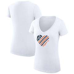 Detroit Tigers G-III 4Her by Carl Banks Women's Super-Slim Fit Lightweight Heart V-Neck T-Shirt - White - MLB Sale