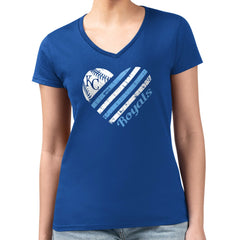 Kansas City Royals G-III 4Her by Carl Banks Women's Super-Slim Fit Lightweight Heart V-Neck T-Shirt - Royal - MLB on Sale