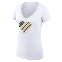 Milwaukee Brewers G-III 4Her by Carl Banks Women's Super-Slim Fit Lightweight Heart V-Neck T-Shirt - White - MLB Discount