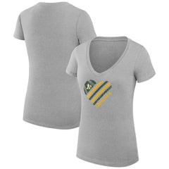 Athletics G-III 4Her by Carl Banks Women's Super-Slim Fit Lightweight Heart V-Neck T-Shirt - Heather Gray - MLB Discount