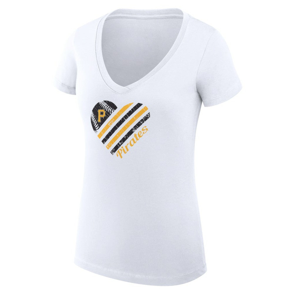 Pittsburgh Pirates G-III 4Her by Carl Banks Women's Super-Slim Fit Lightweight Heart V-Neck T-Shirt - White - MLB Online