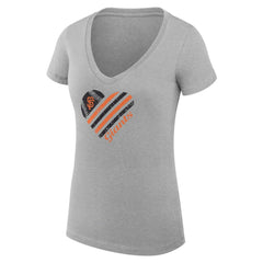 San Francisco Giants G-III 4Her by Carl Banks Women's Super-Slim Fit Lightweight Heart V-Neck T-Shirt - Heather Gray - MLB Online