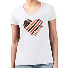 San Francisco Giants G-III 4Her by Carl Banks Women's Super-Slim Fit Lightweight Heart V-Neck T-Shirt - White - MLB Sale