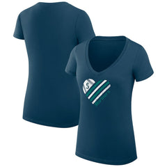 Seattle Mariners G-III 4Her by Carl Banks Women's Super-Slim Fit Lightweight Heart V-Neck T-Shirt - Navy - MLB Discount