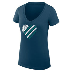 Seattle Mariners G-III 4Her by Carl Banks Women's Super-Slim Fit Lightweight Heart V-Neck T-Shirt - Navy - MLB Discount