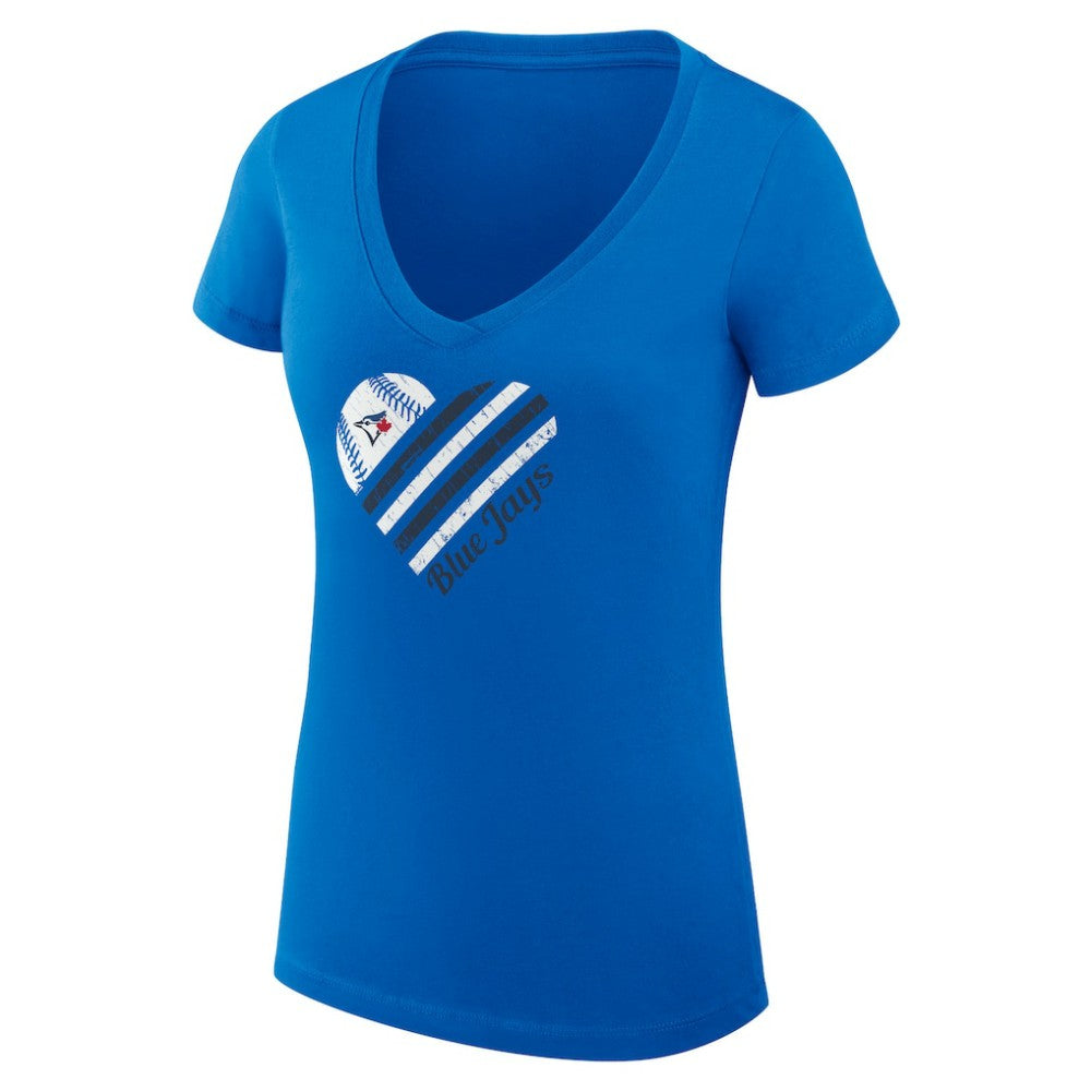Toronto Blue Jays G-III 4Her by Carl Banks Women's Super-Slim Fit Lightweight Heart V-Neck T-Shirt - Royal - MLB on Sale