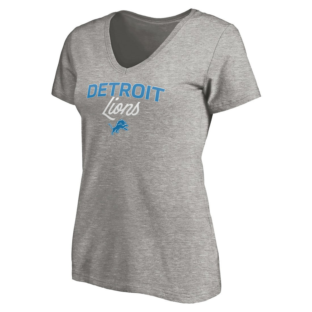 Detroit Lions Women's Depth Chart V-Neck T-Shirt Gray