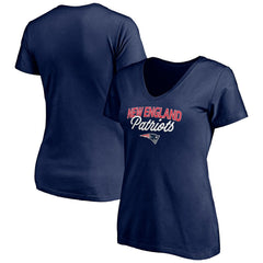 New England Patriots Women's Depth Chart V-Neck T-Shirt Navy