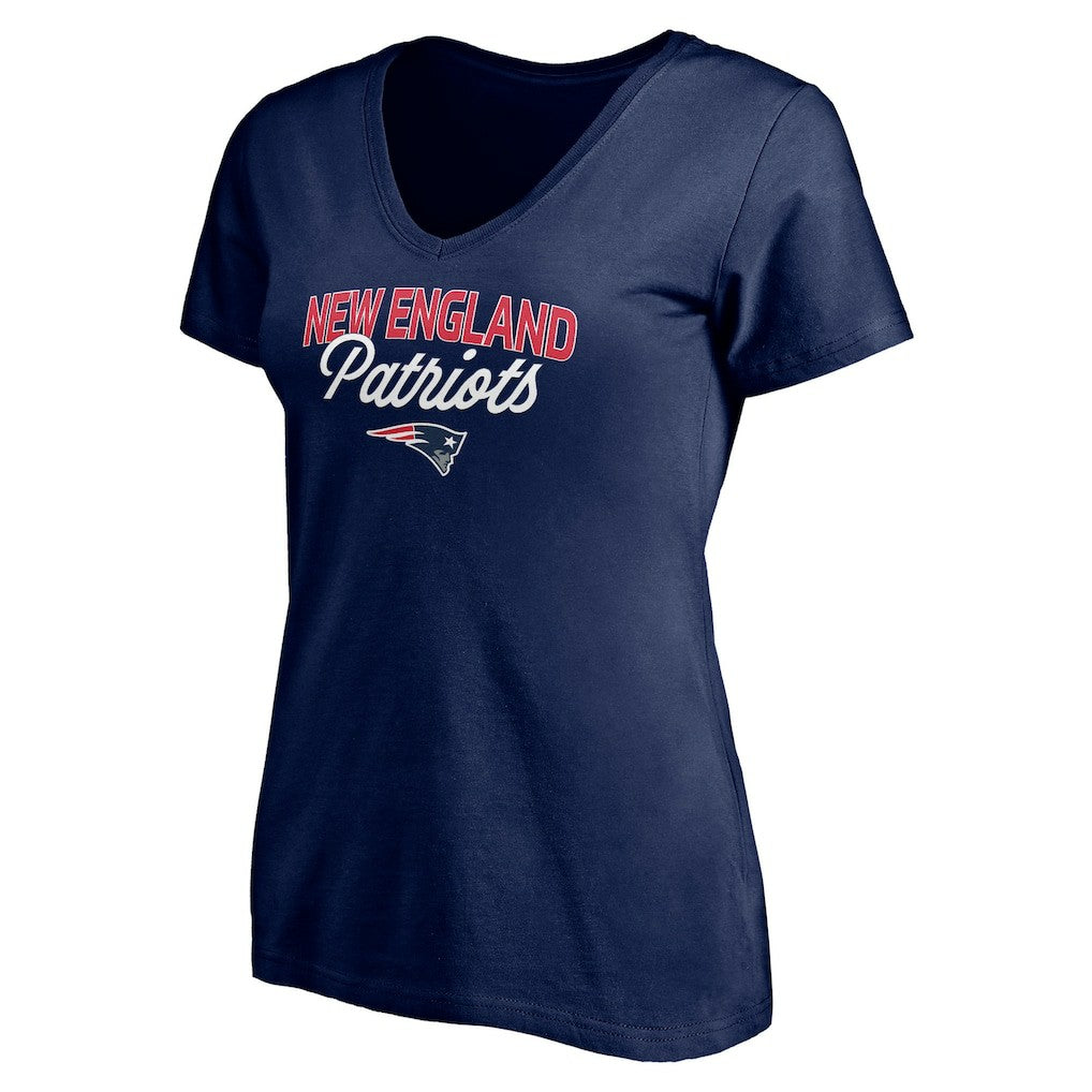 New England Patriots Women's Depth Chart V-Neck T-Shirt Navy
