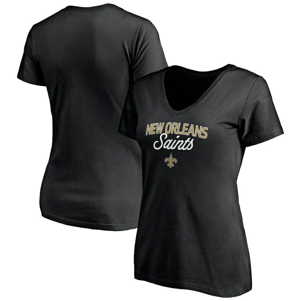 New Orleans Saints Women's Depth Chart V-Neck T-Shirt Black