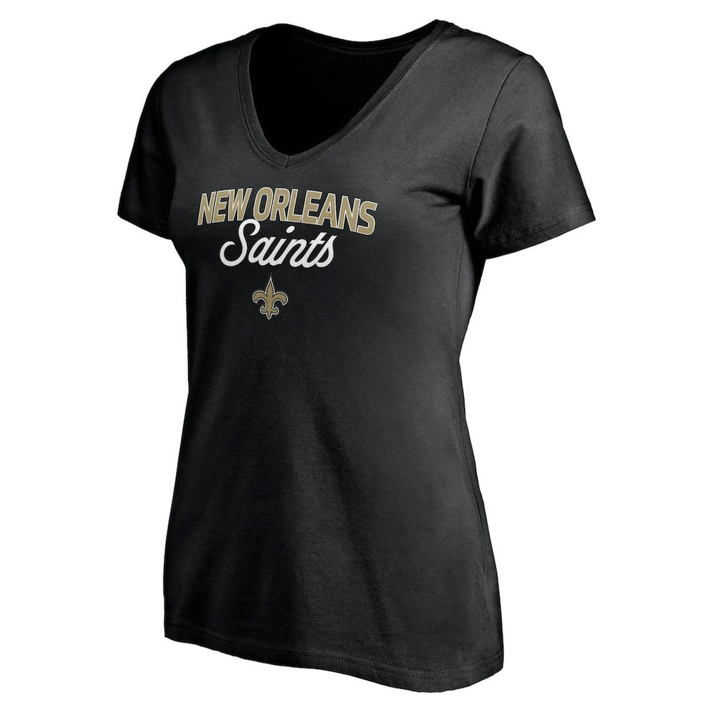 New Orleans Saints Women's Depth Chart V-Neck T-Shirt Black