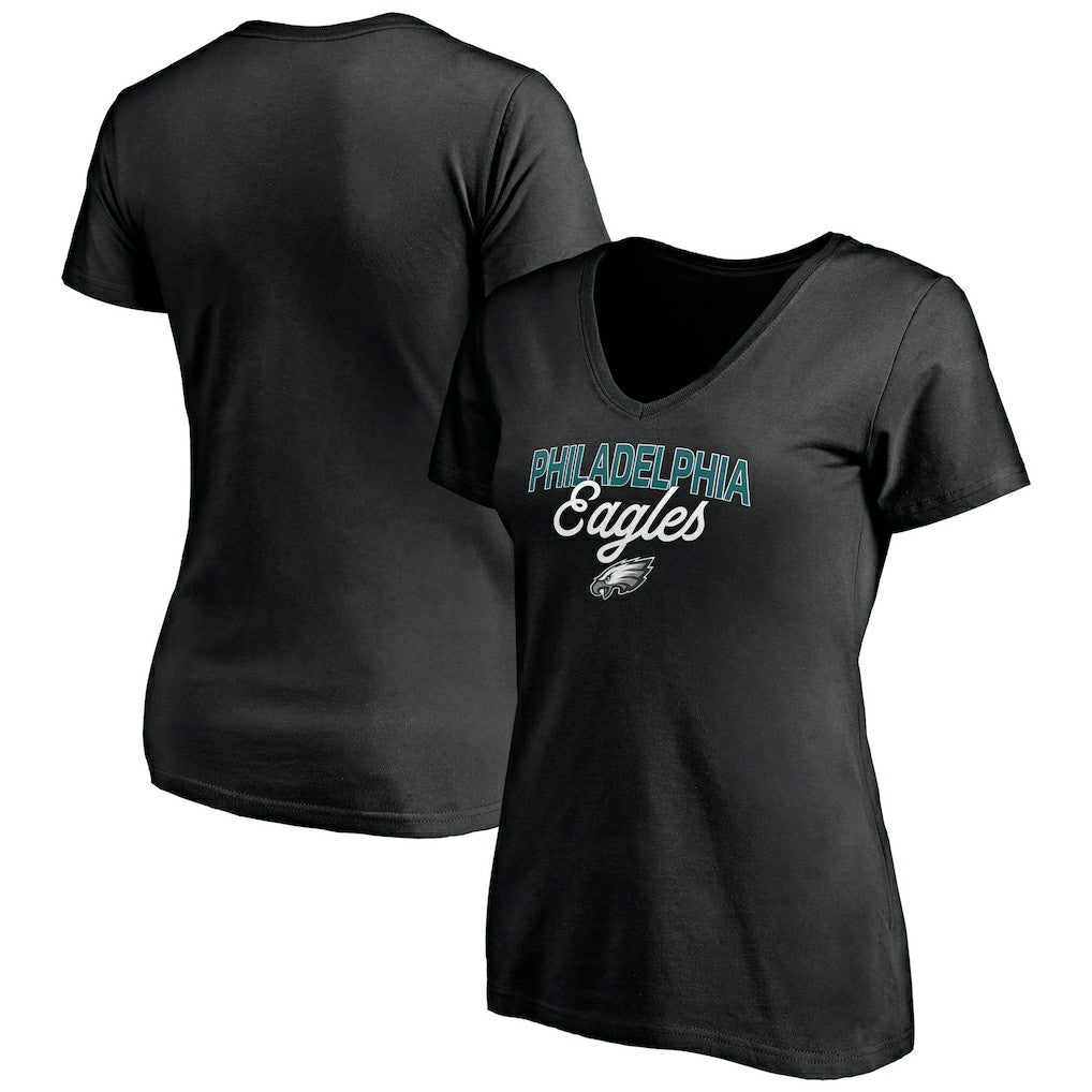 Philadelphia Eagles Women's Depth Chart V-Neck T-Shirt Black