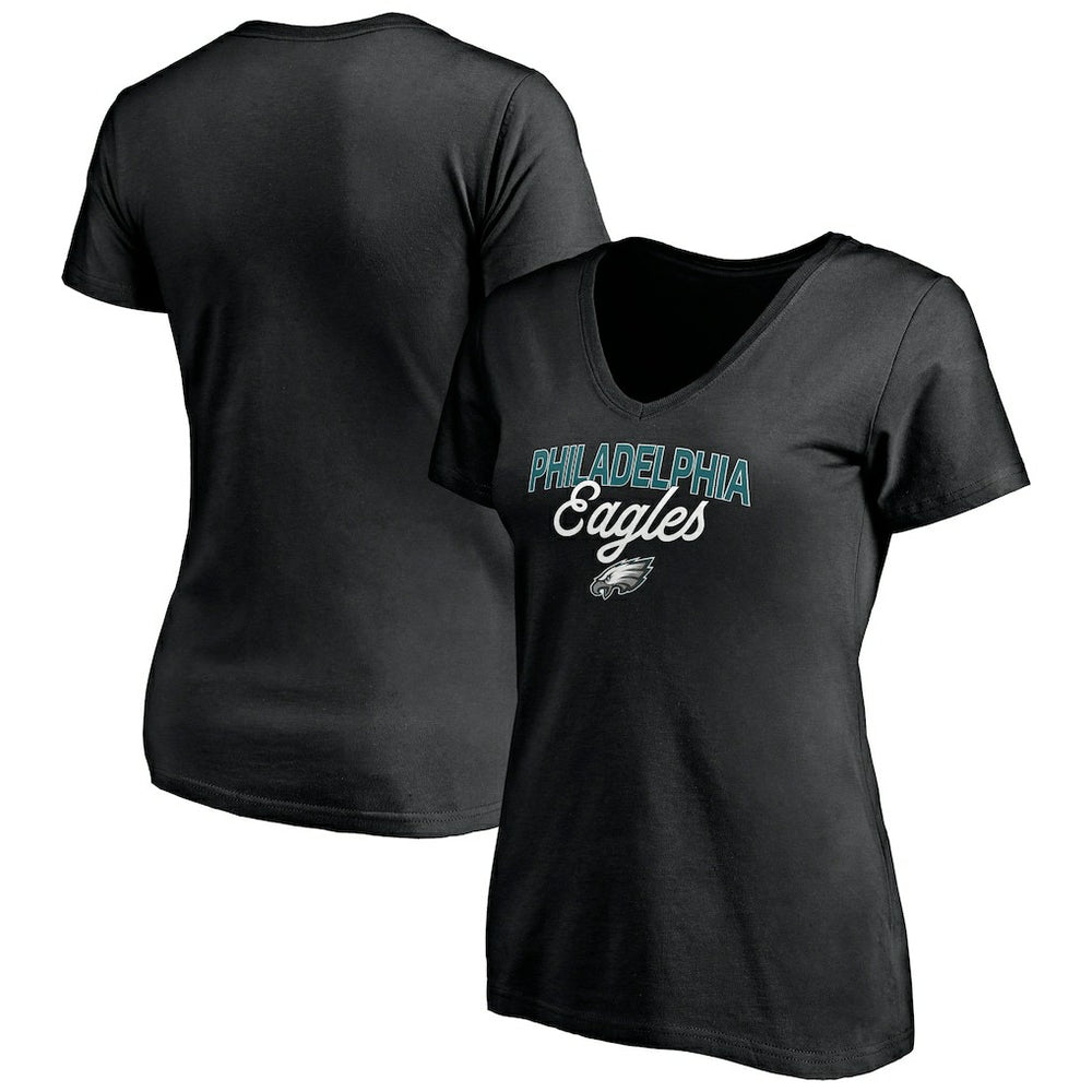 Philadelphia Eagles Women's Depth Chart V-Neck T-Shirt Black