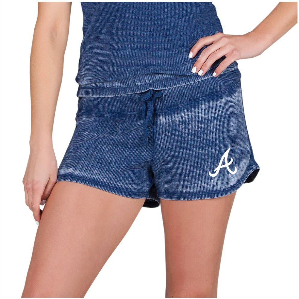 Atlanta Braves Concepts Sport Women's Resurgence Waffle Knit Shorts - Navy - MLB Lifestyle
