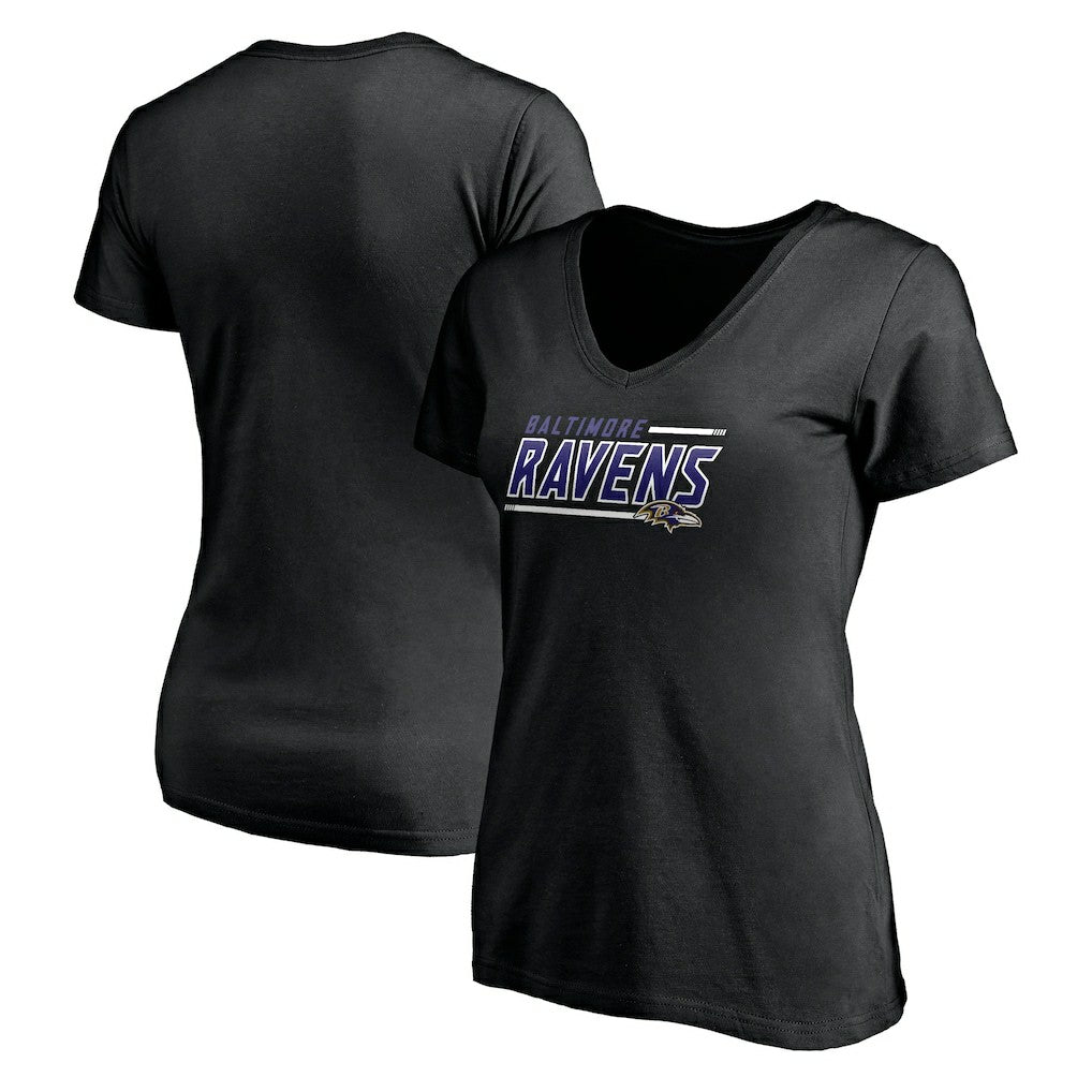 Baltimore Ravens Women's Mascot In Bounds V-Neck T-Shirt Black