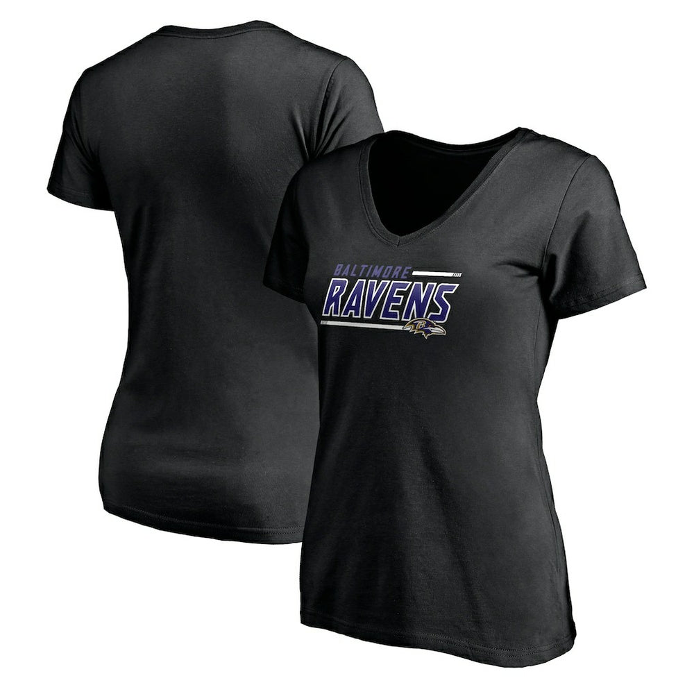Baltimore Ravens Women's Mascot In Bounds V-Neck T-Shirt Black