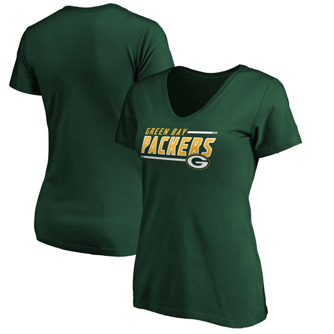 Green Bay Packers Women's Mascot In Bounds V-Neck T-Shirt Green