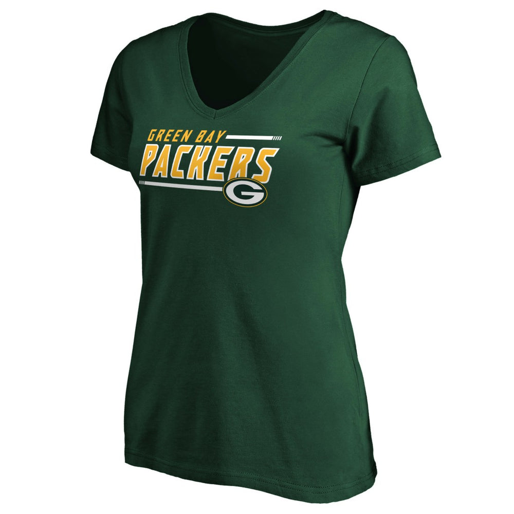 Green Bay Packers Women's Mascot In Bounds V-Neck T-Shirt Green