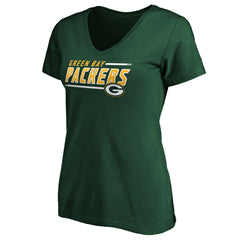 Green Bay Packers Women's Mascot In Bounds V-Neck T-Shirt Green