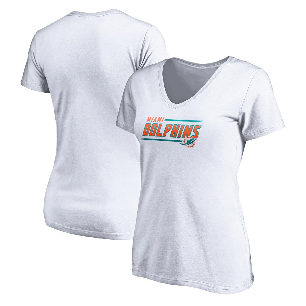 Miami Dolphins Women's Mascot In Bounds V-Neck T-Shirt White