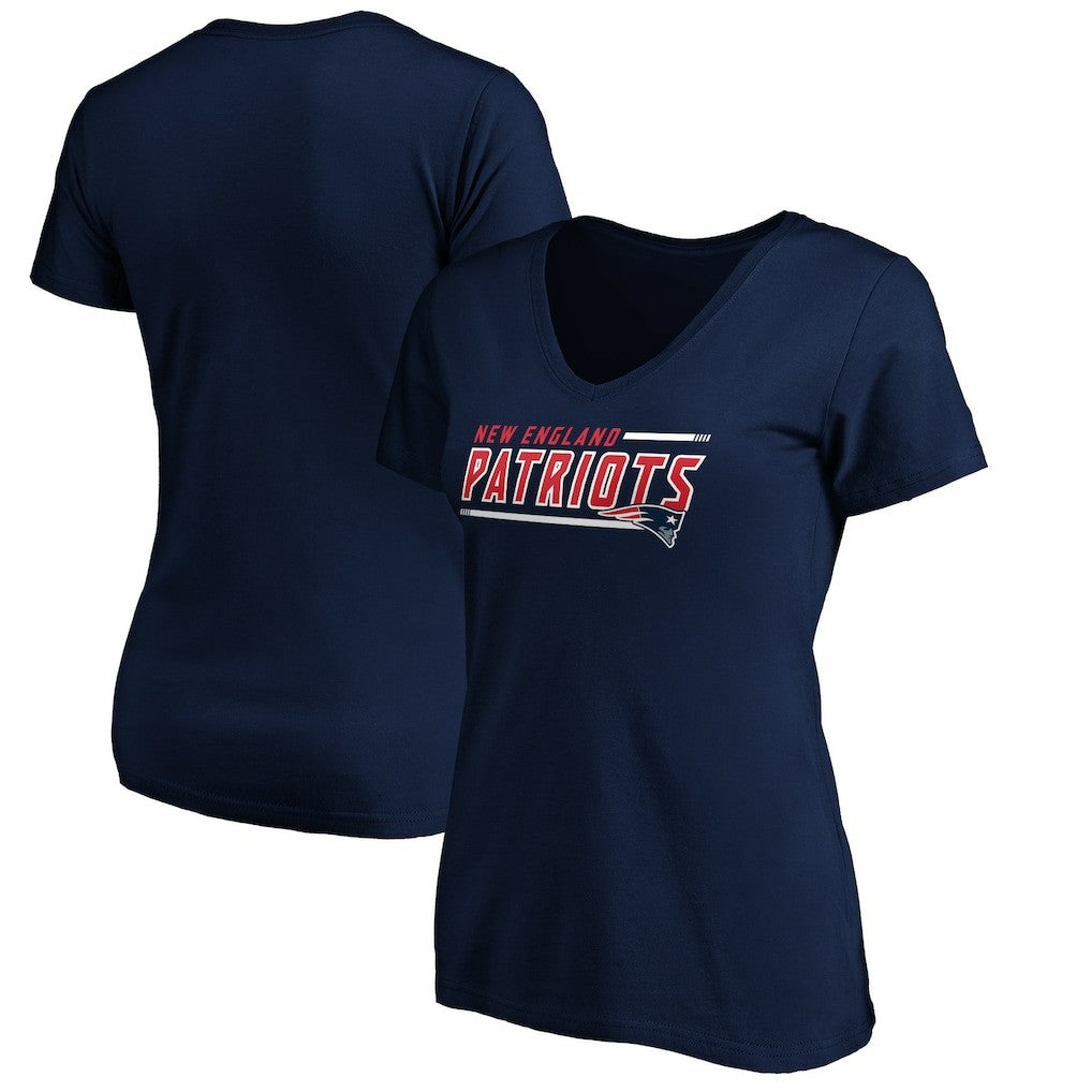 New England Patriots Women's Mascot In Bounds V-Neck T-Shirt Navy