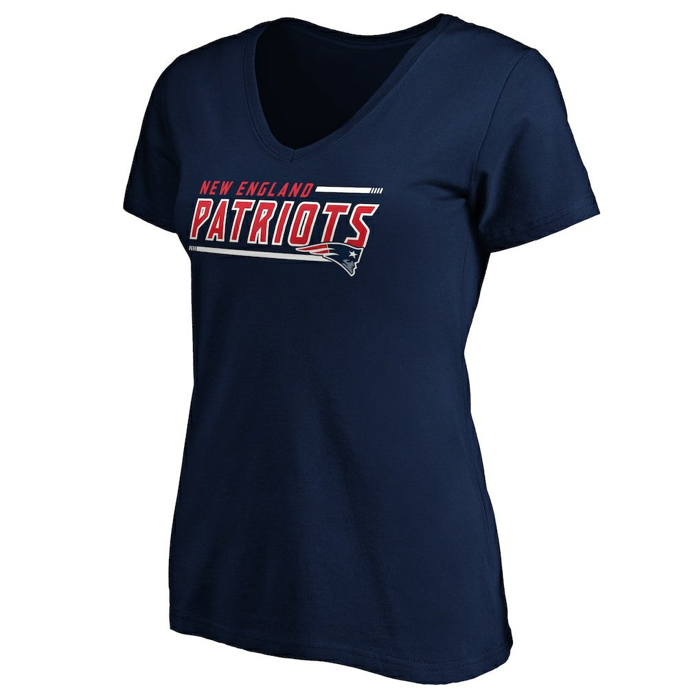 New England Patriots Women's Mascot In Bounds V-Neck T-Shirt Navy