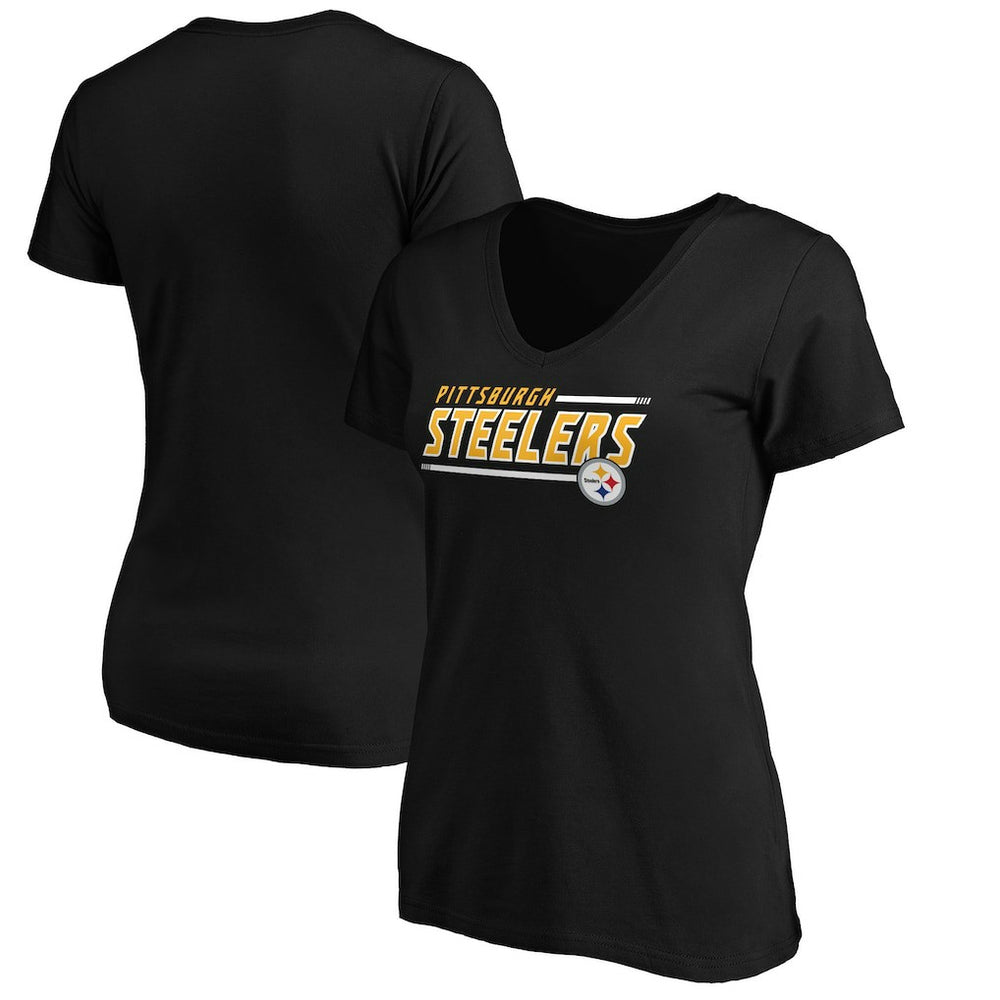 Pittsburgh Steelers Women's Mascot In Bounds V-Neck T-Shirt Black