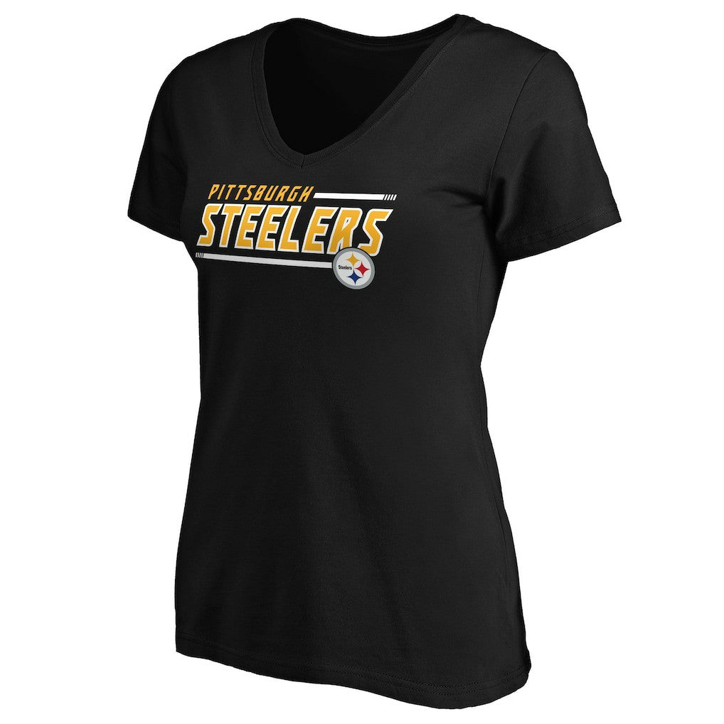 Pittsburgh Steelers Women's Mascot In Bounds V-Neck T-Shirt Black