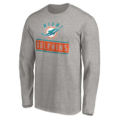 Miami Dolphins Team Arch Knockout Long Sleeve T-Shirt Heather Gray