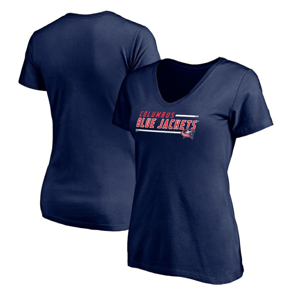 Columbus Blue Jackets Women's Mascot In Bounds V-Neck T-Shirt - Navy - NHL 200274537