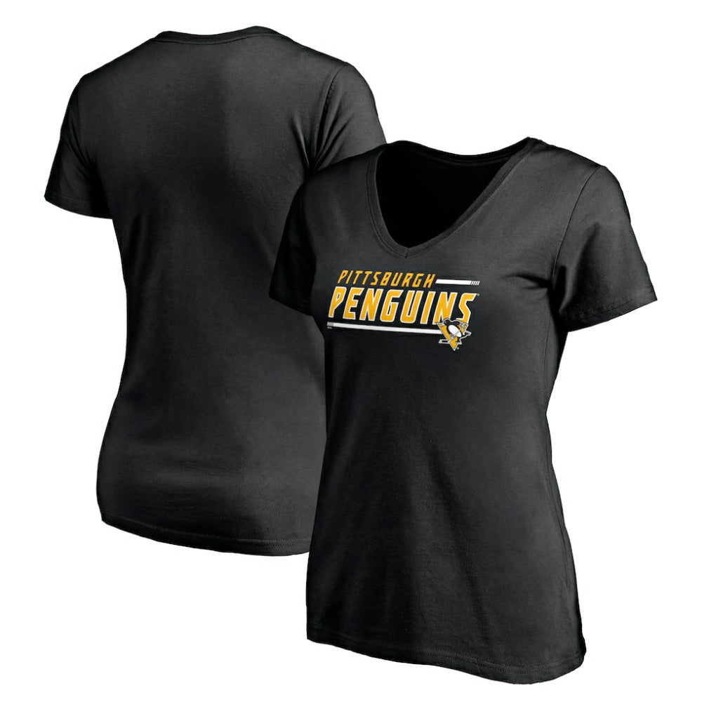 Pittsburgh Penguins Women's Mascot In Bounds V-Neck T-Shirt - Black - NHL 200274549