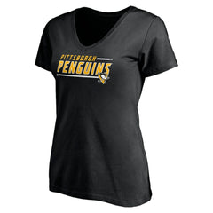 Pittsburgh Penguins Women's Mascot In Bounds V-Neck T-Shirt - Black - NHL 200274549