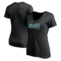 San Jose Sharks Women's Mascot In Bounds V-Neck T-Shirt - Black - NHL 200274550