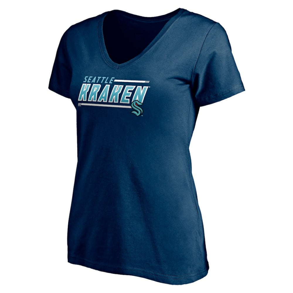 Seattle Kraken Women's Mascot In Bounds V-Neck T-Shirt - Deep Sea Blue - NHL 200274551