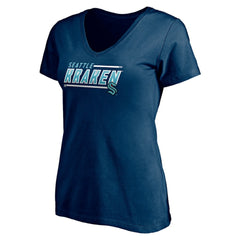 Seattle Kraken Women's Mascot In Bounds V-Neck T-Shirt - Deep Sea Blue - NHL 200274551