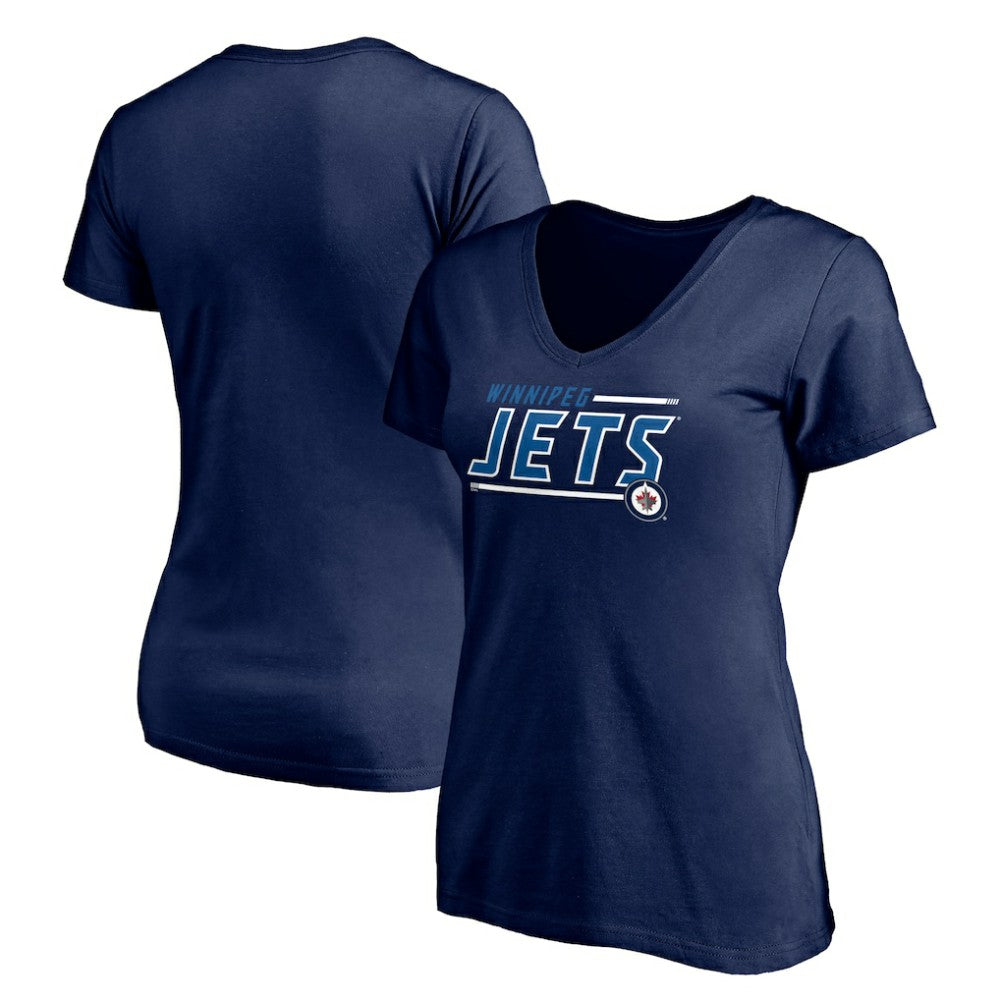 Winnipeg Jets Women's Mascot In Bounds V-Neck T-Shirt - Navy - NHL 200274558