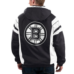 Boston Bruins Starter x NHL Black Ice Home Team Half-Zip Pullover Hoodie - Black/White - NHL 200278756